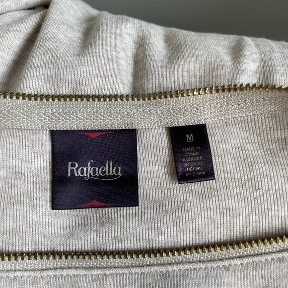 Rafaella Beige 3/4 Sleeve Zip Neck Top - Picture 5 of 6